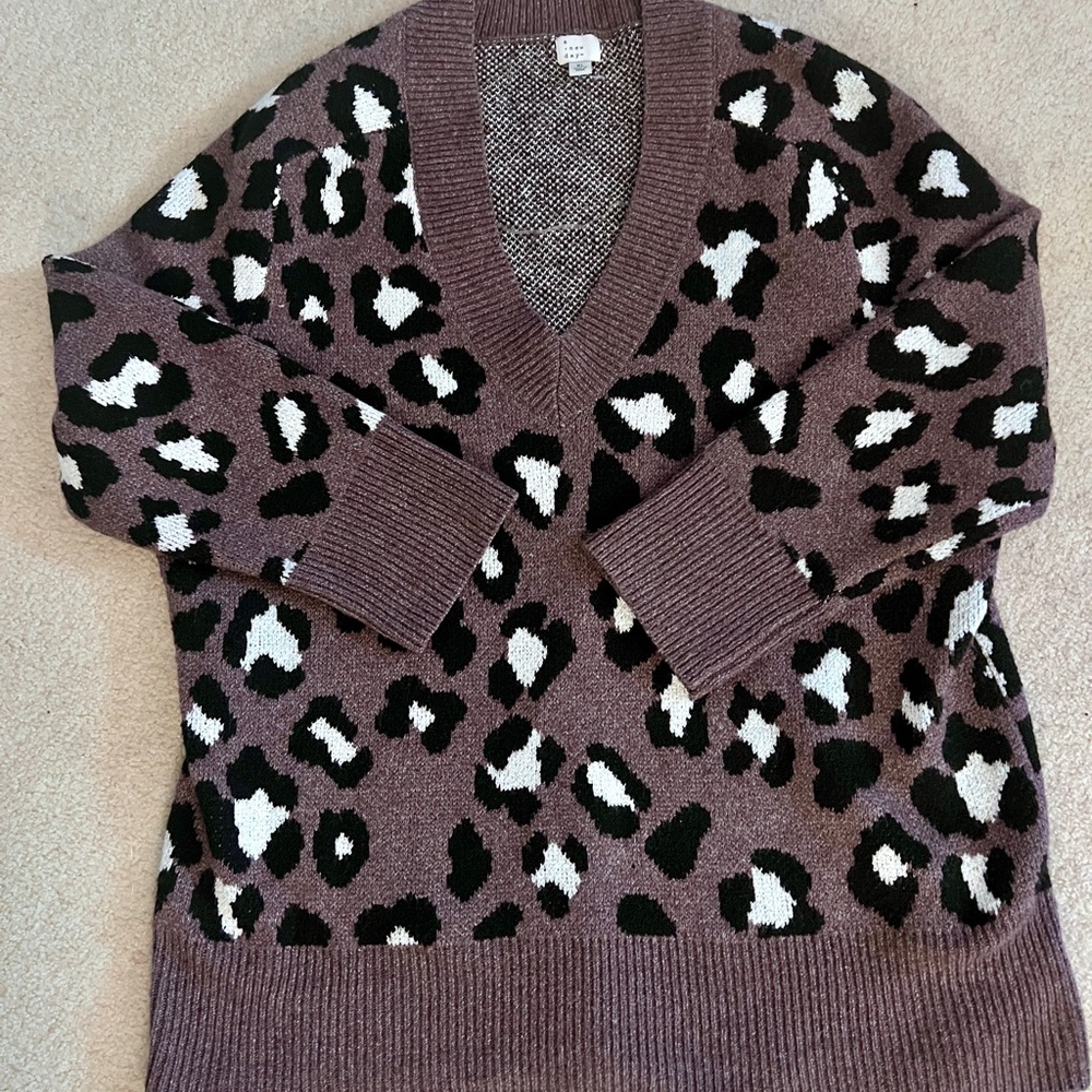 a new day Animal Print V-Neck Sweater - Brown and Black